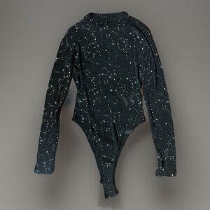 Kesha‎ Concert Outfit Shein Sparkle Black Star Bodysuit Size Medium NWT